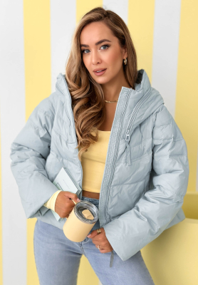 Kurze Daunenjacke mit Kapuze Must Believe Himmelblau