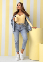 Hose Jeans mom fit z paskiem Sounds Good Blau