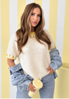 Miękki Pullover w cytrynki Lemon Touch Ecru
