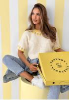 Miękki Pullover w cytrynki Lemon Touch Ecru