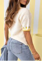 Miękki Pullover w cytrynki Lemon Touch Ecru