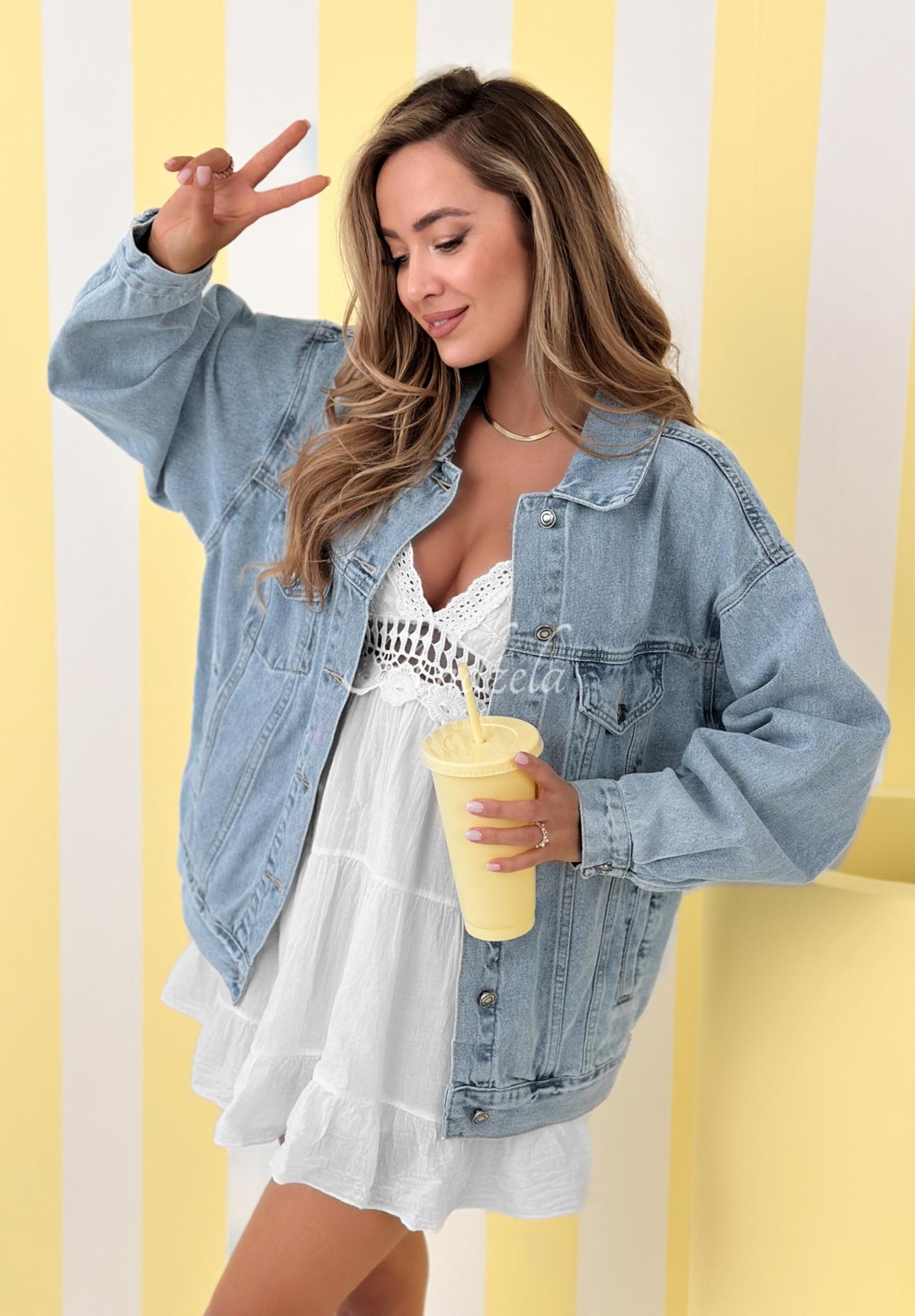 Jeansjacke Never Again Blau