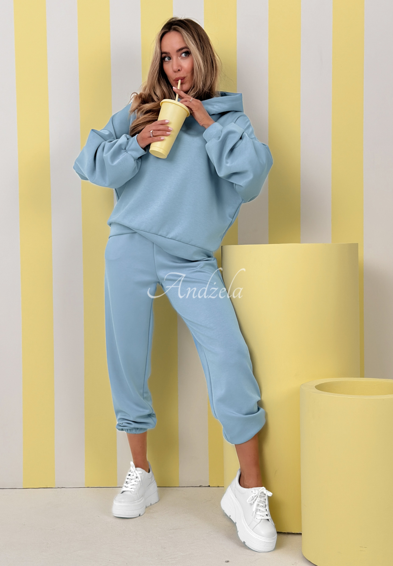 Remember About You sky blue viscose tracksuit set