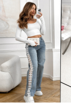 Hose Jeans straight z koronkowymi lampasami On Point Fit Hellblau