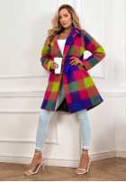 Mantel z kołnierzem w kratę Spring Sunrise fioletowo-Gelb