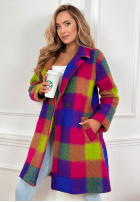 Mantel z kołnierzem w kratę Spring Sunrise fioletowo-Gelb