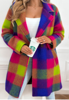 Płaszcz z kołnierzem w kratę Spring Sunrise fioletowo-żółty