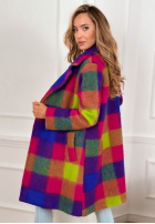 Mantel z kołnierzem w kratę Spring Sunrise fioletowo-Gelb
