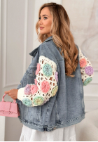 Jeans Jacke ze sweterkowymi rękawami Made Of Roses Blau