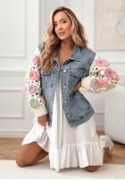 Jeans Jacke ze sweterkowymi rękawami Made Of Roses Blau