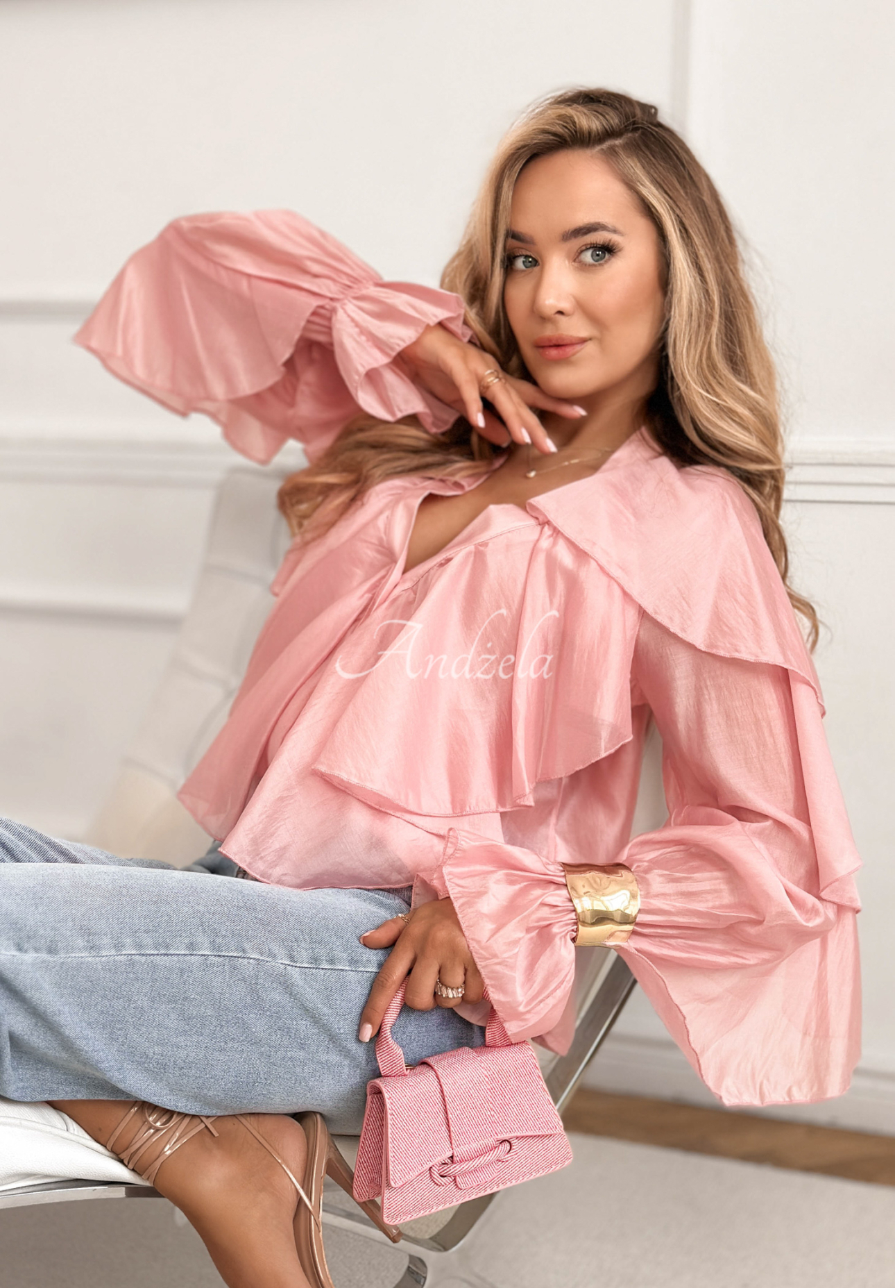 Sweet Ruffles pink ruffled shirt