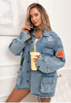 Jeans Jacke oversize z naszywkami Daily Looks Hellblau