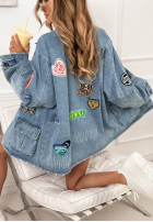 Jeans Jacke oversize z naszywkami Daily Looks Hellblau
