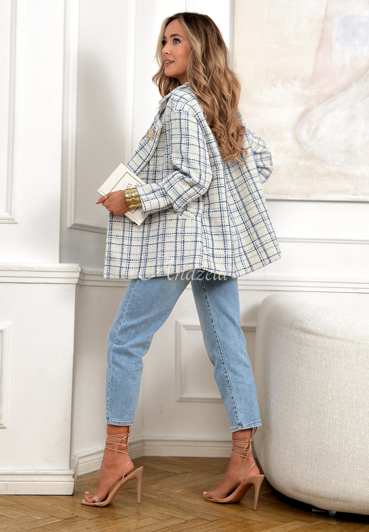 Tweedblazer mit kariertem Muster Alive Again Blau