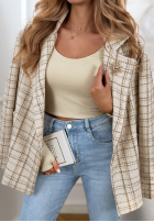 Tweedowy Mantel w kratę Alive Again Beige