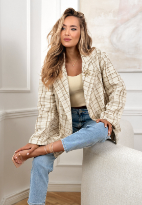 Tweedblazer mit kariertem Muster Alive Again Beige