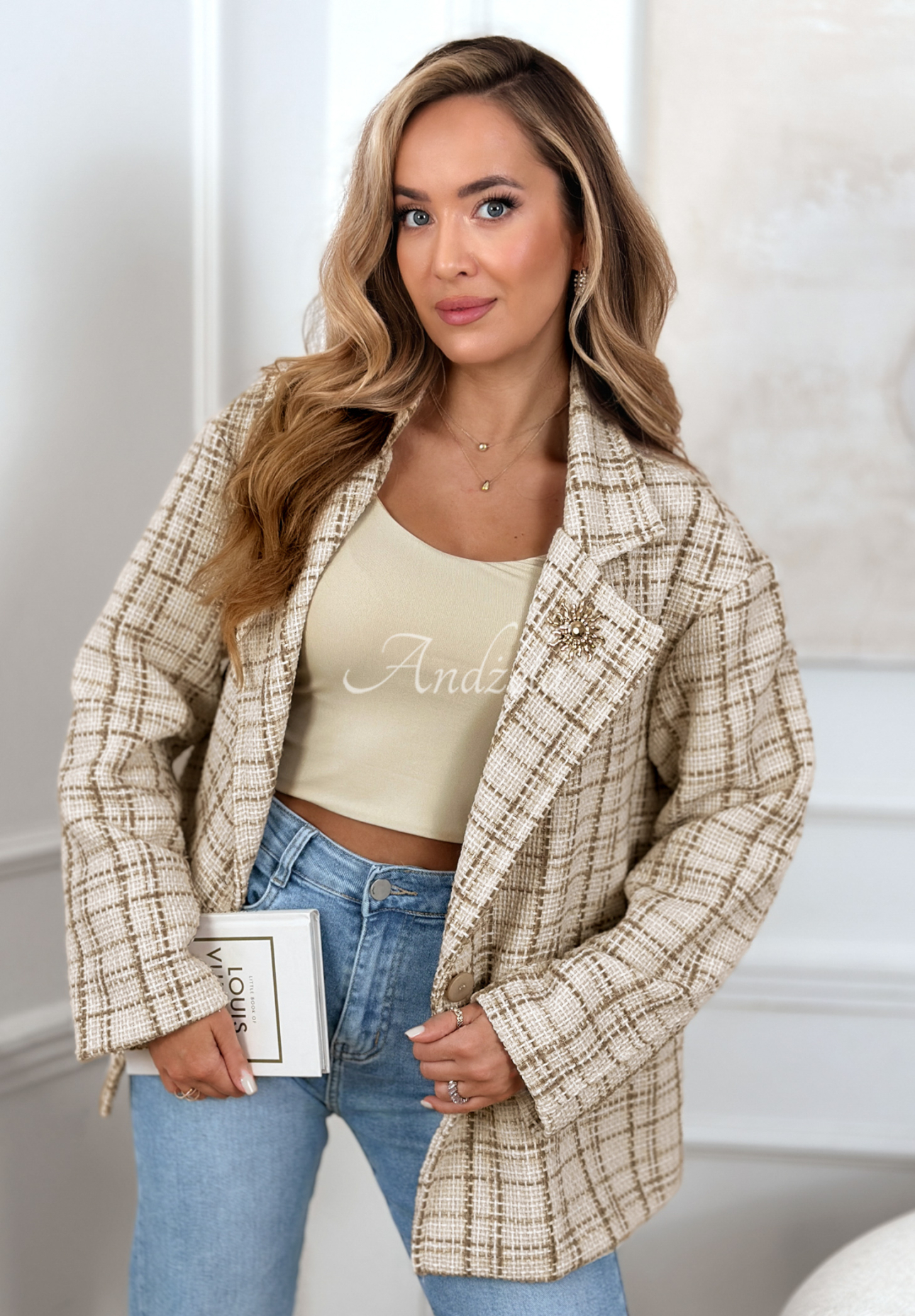 Tweedblazer mit kariertem Muster Alive Again Beige