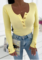 Bawełniana prążkowana Bluse z ozdobnymi guzikami Playdate Gelb