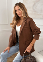 Zamszowa Blazer Good Balance Schokoladenbraun