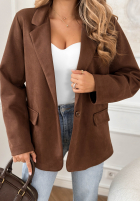 Zamszowa Blazer Good Balance Schokoladenbraun