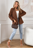 Zamszowa Blazer Good Balance Schokoladenbraun