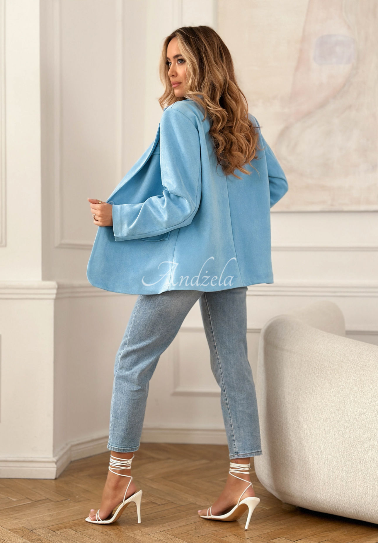 Wildlederblazer Good Balance Himmelblau