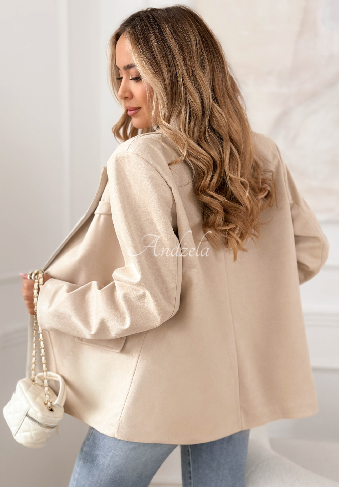 Wildlederblazer Good Balance Beige