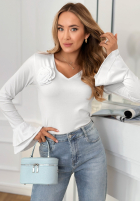 Bawełniana Bluse z różą i falbanką You Know Why Weiß