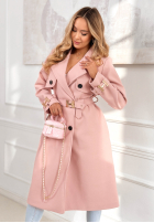 Długi Mantel z paskiem Changing Of Seasons Puderrosa