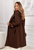 Langer zweireihiger Mantel mit Gürtel Changing Of Seasons Schokoladenbraun