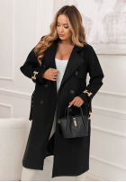 Langer zweireihiger Mantel mit Gürtel Changing Of Seasons Schwarz