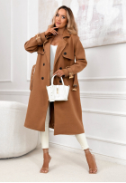 Langer zweireihiger Mantel mit Gürtel Changing Of Seasons Camel