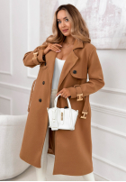 Langer zweireihiger Mantel mit Gürtel Changing Of Seasons Camel