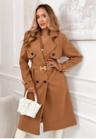 Langer zweireihiger Mantel mit Gürtel Changing Of Seasons Camel