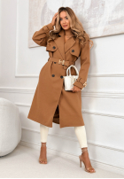 Langer zweireihiger Mantel mit Gürtel Changing Of Seasons Camel