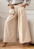 Eleganckie Hose wide leg z paskiem Begin Doing Beige