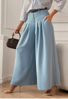 Eleganckie Hose wide leg z paskiem Begin Doing Himmelblau