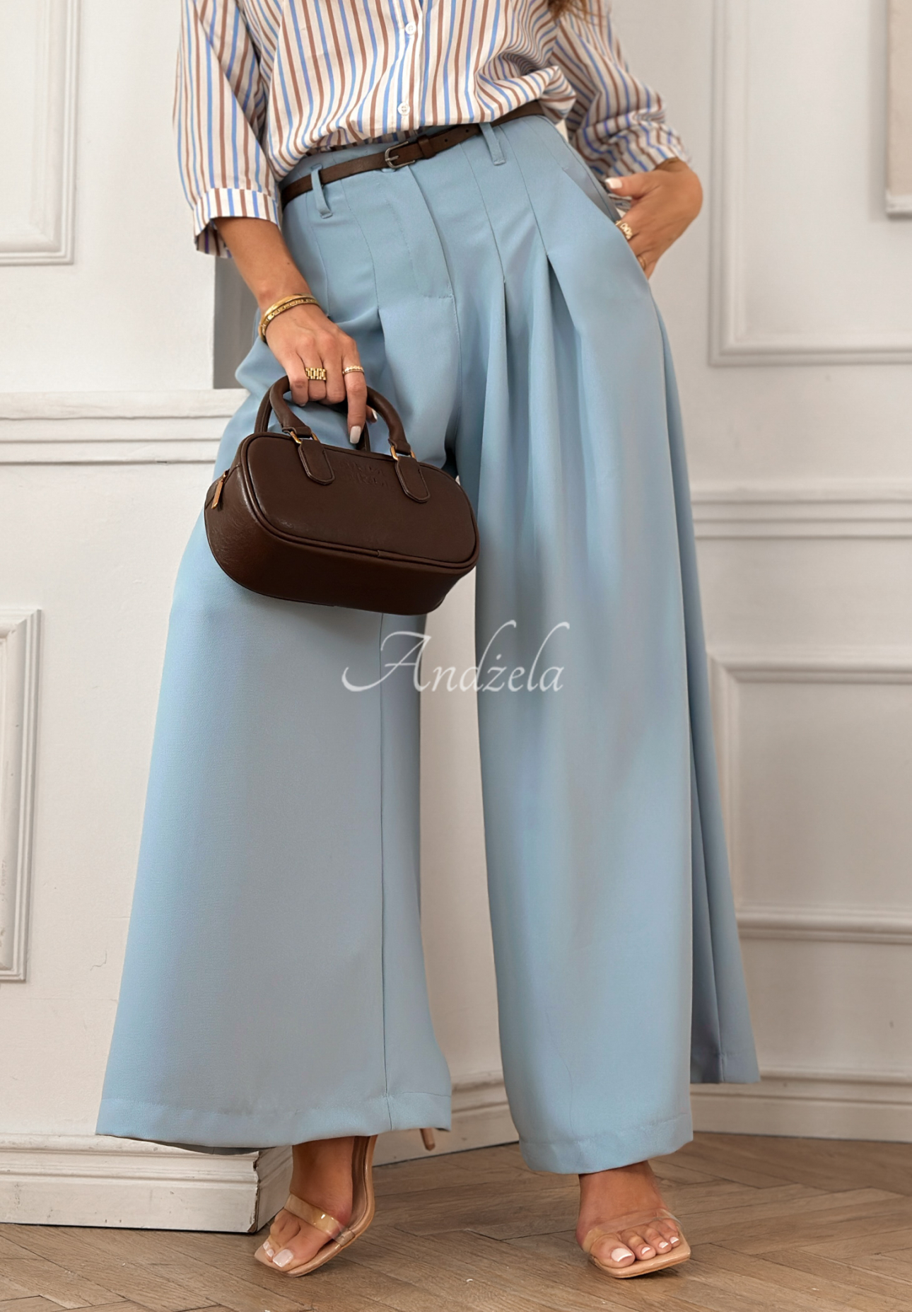 Elegante Hose wide leg mit Gürtel Begin Doing Himmelblau