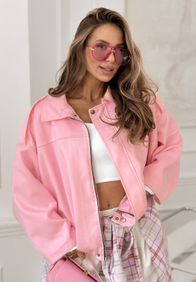 Wildleder-Bomberjacke oversize Early Season Rosa