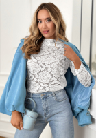 Koronkowa bluzka longsleeve Delicate Touch biała