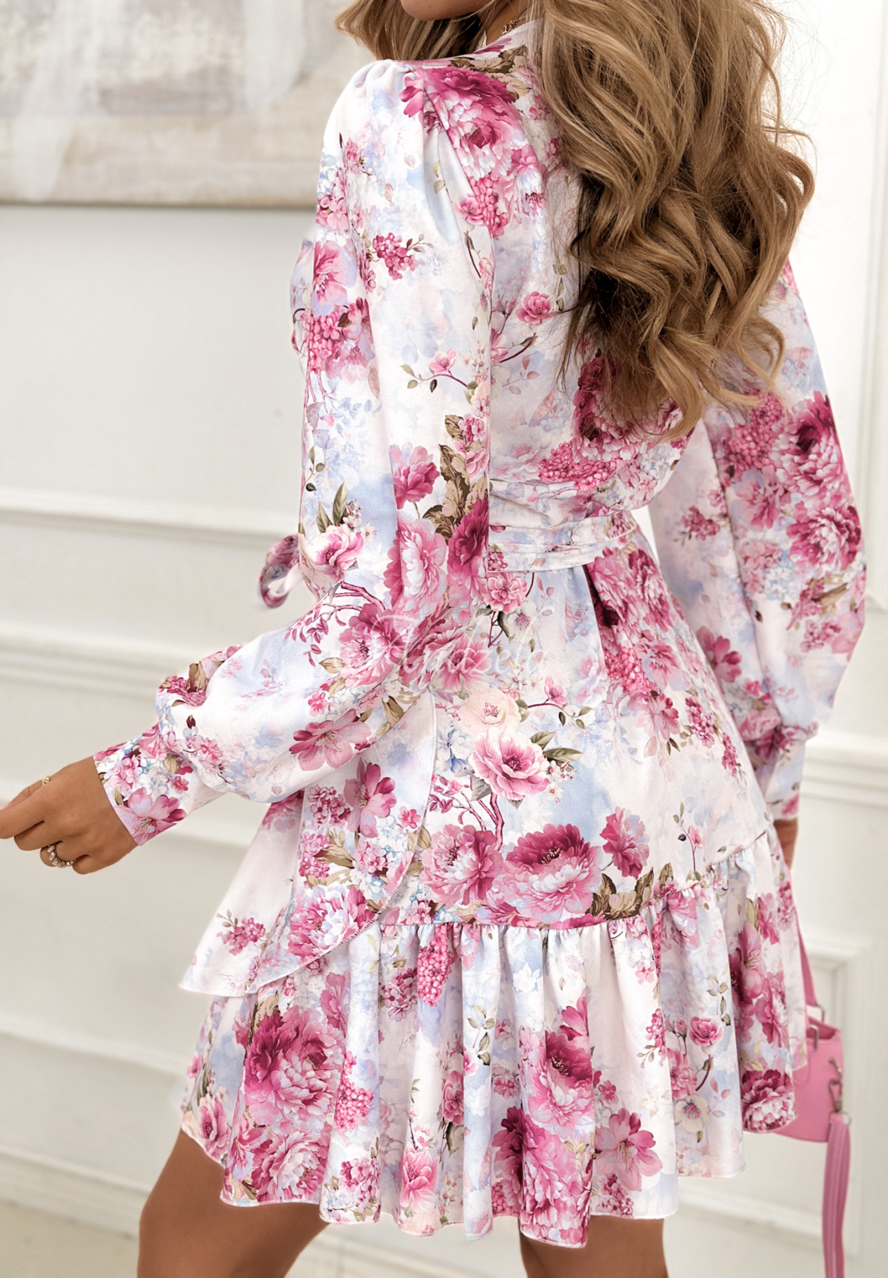 Wrap dress with viscose in floral pattern How Was It blue and pink