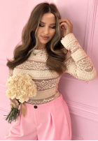Koronkowa Bluse longsleeve Secret Reverie Beige