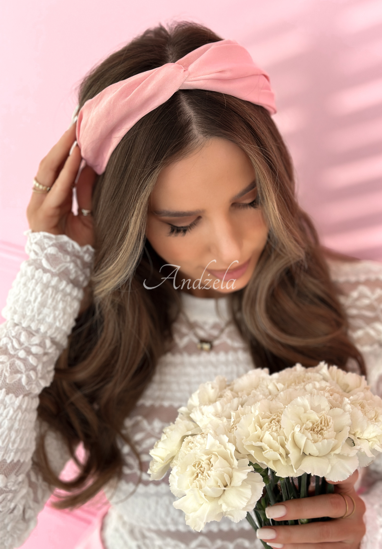 Clean Look powder pink headband with tie