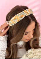 Kwiecista Band na głowę z wiązaniem Floral Hair Gelb