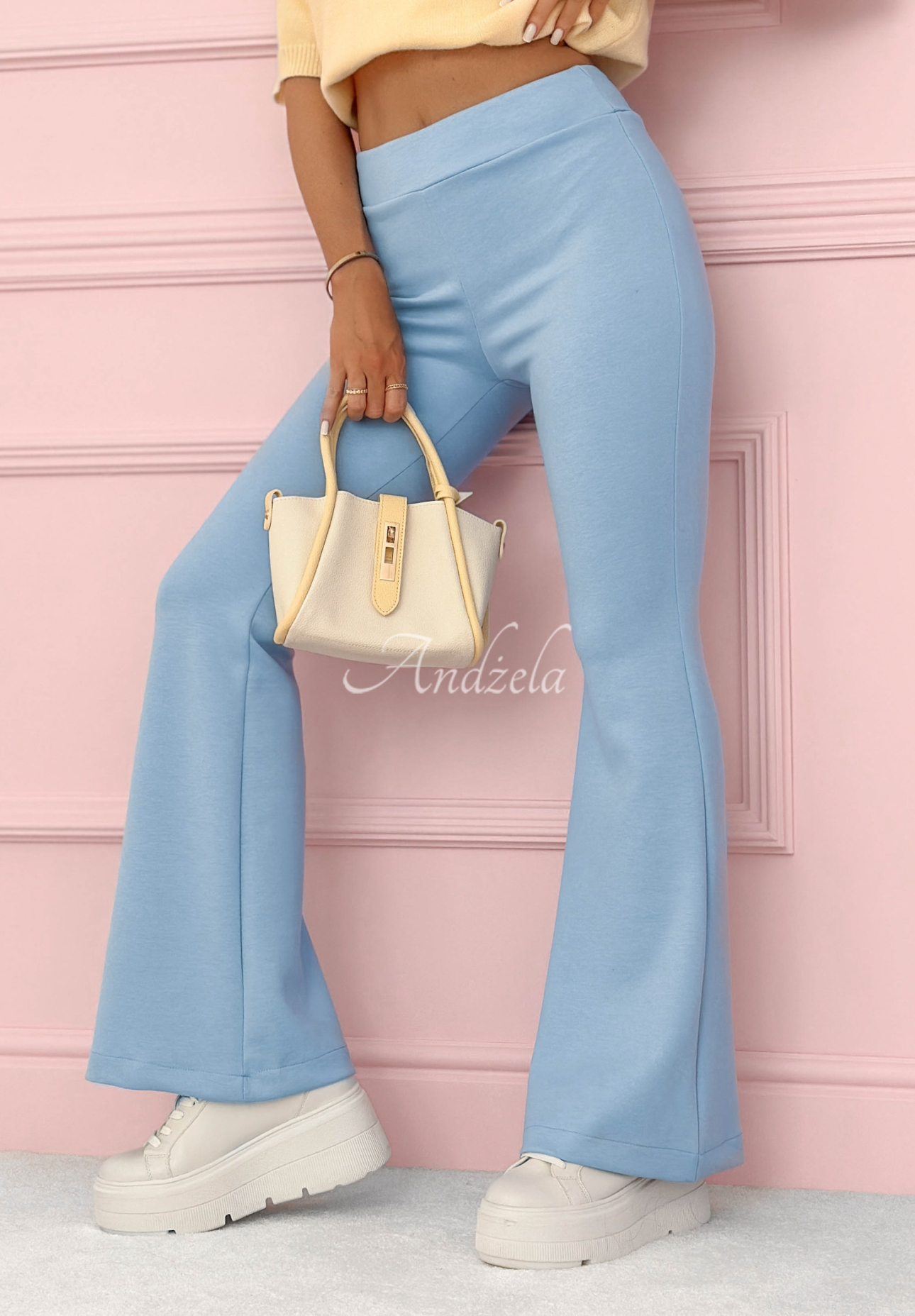 New Season Baddie blue viscose bell-bottom leggings
