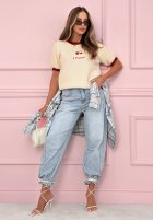 Pullover z haftowanymi wisienkami Cherry Pamour Ecru