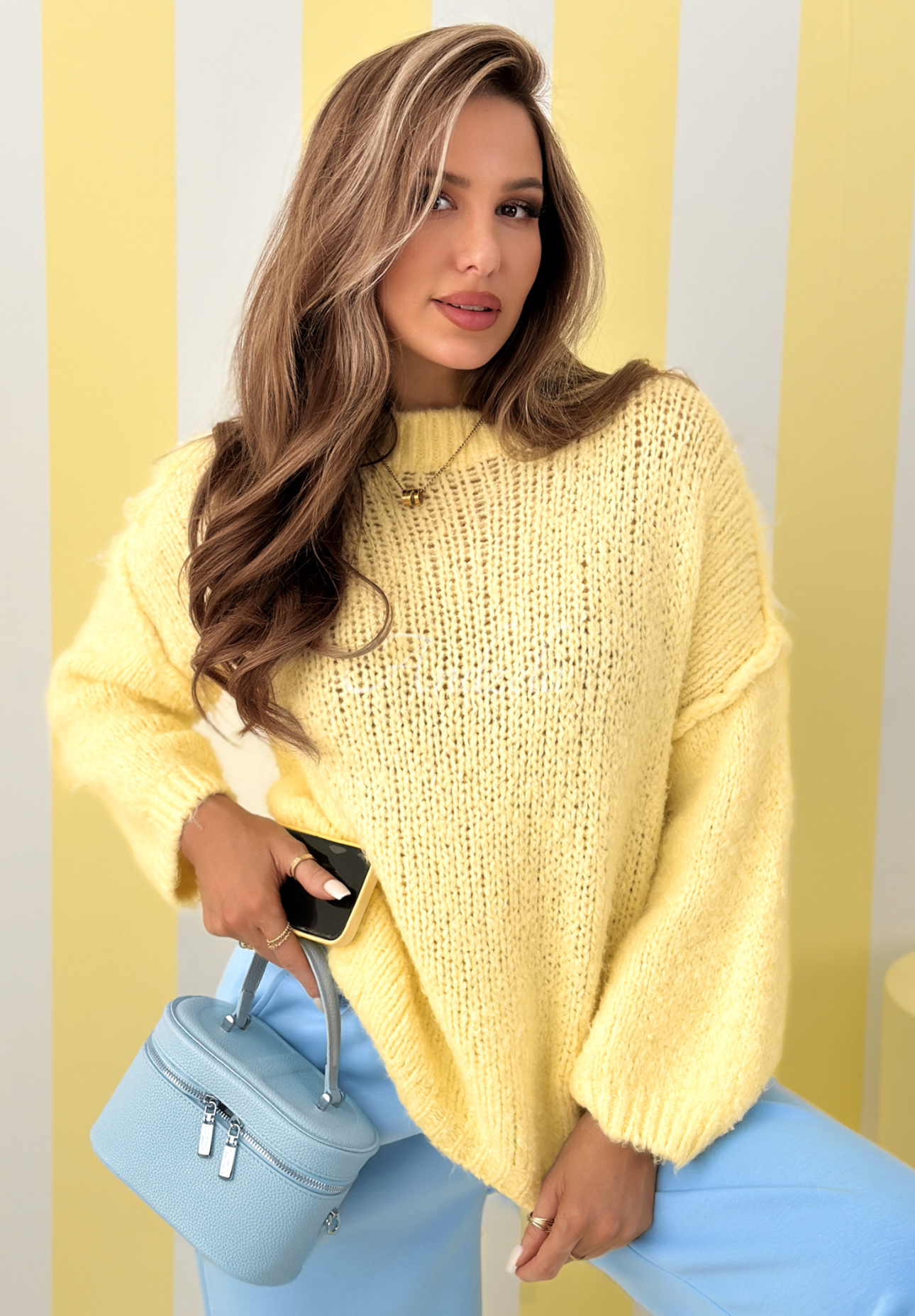 Weicher Pullover mit Wolle Mrs Sweet Candy Gelb