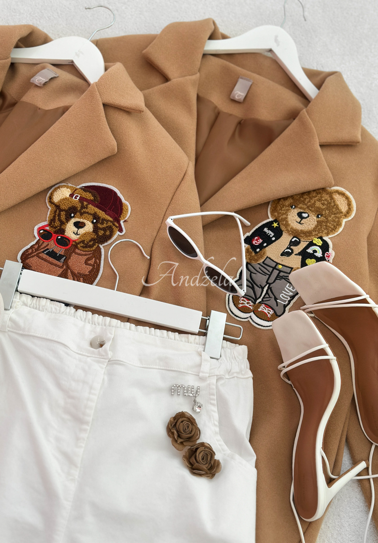 Langer Mantel mit Teddybär Mr Teddy Times Beige