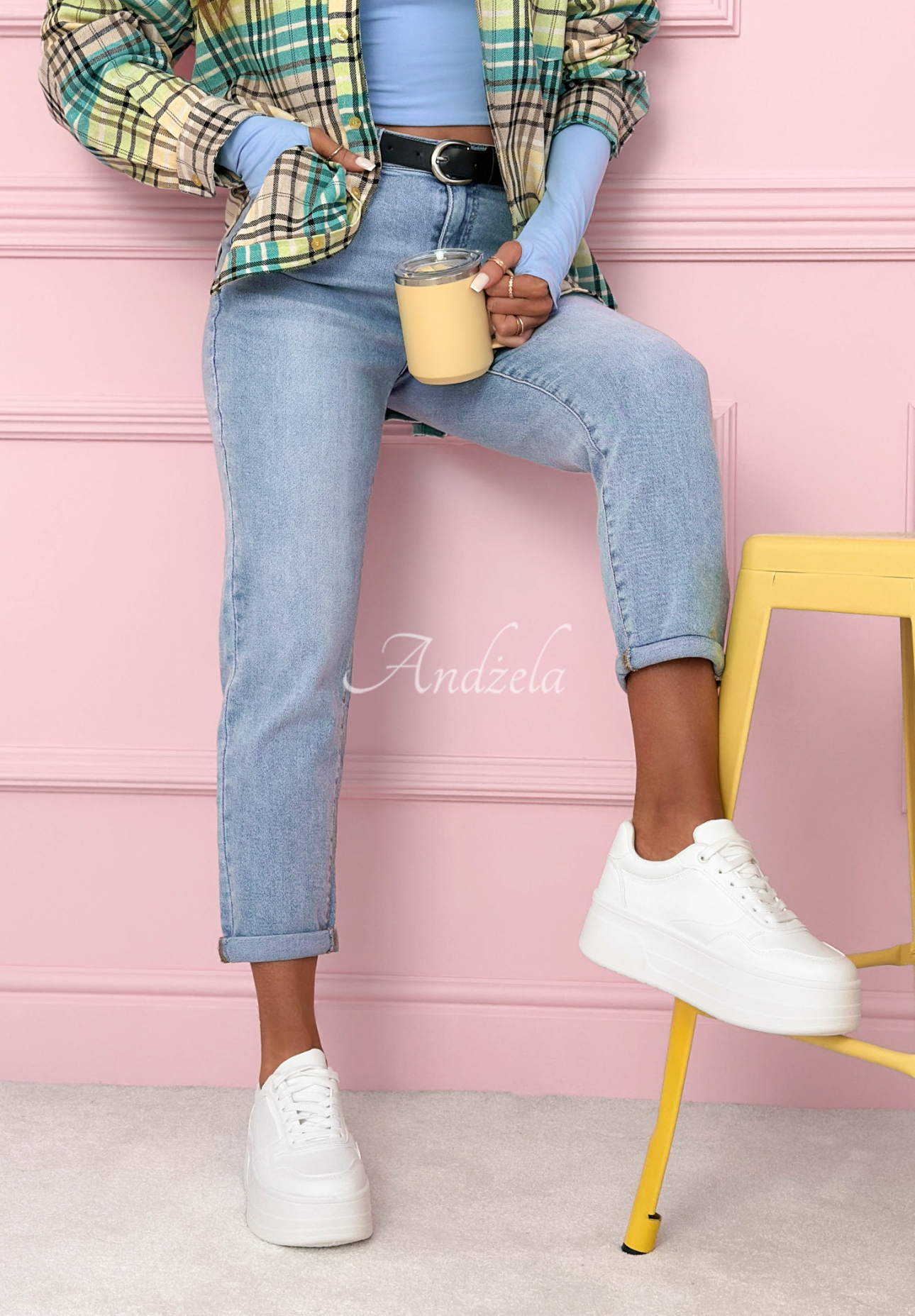 Jeanshose mom fit Prime Look Hellblau