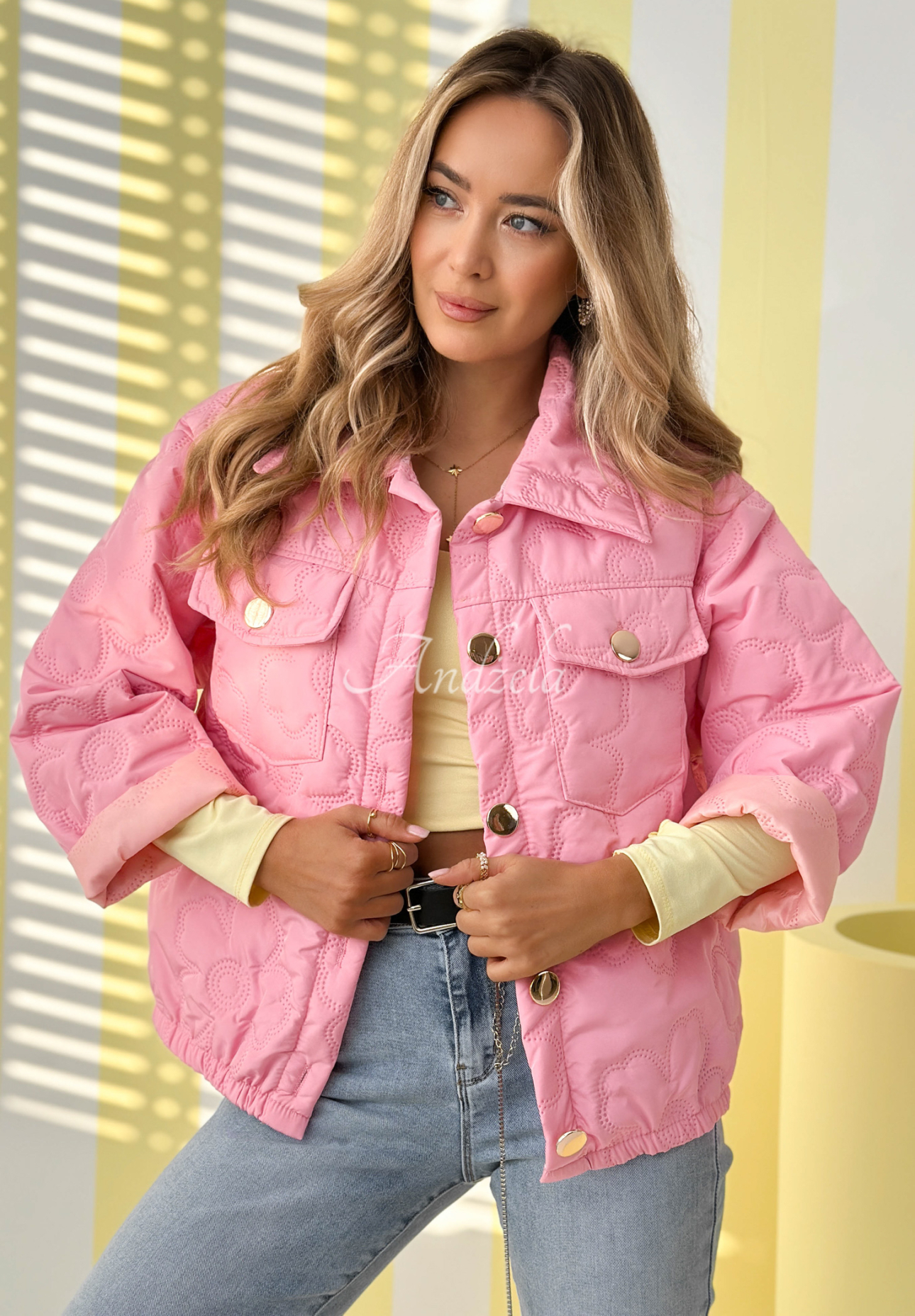 Kurze Steppjacke Spring Sings Rosa